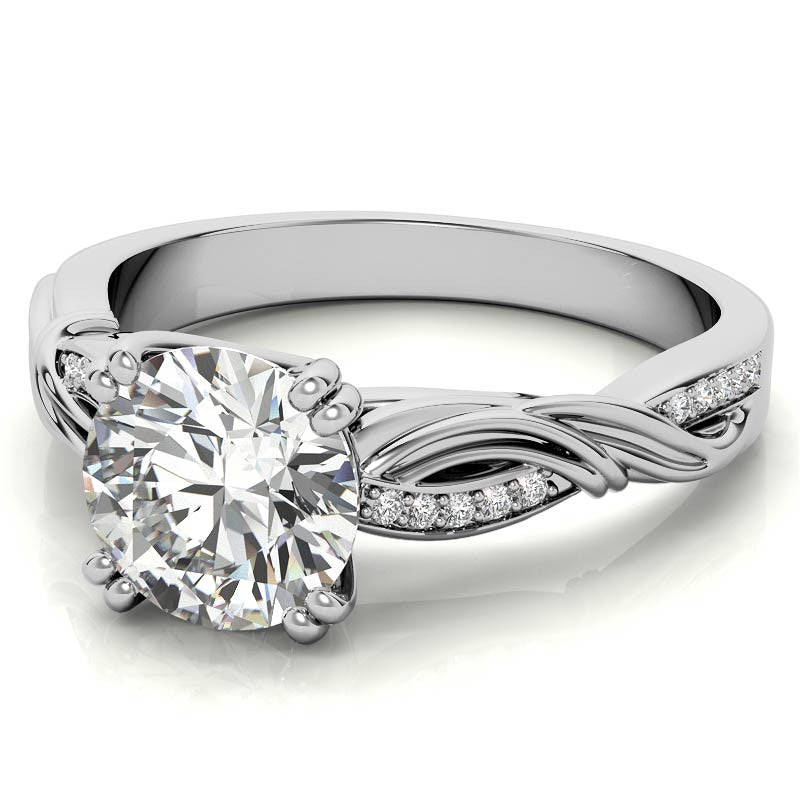 Round Moissanite Infinity Accented Engagement Ring