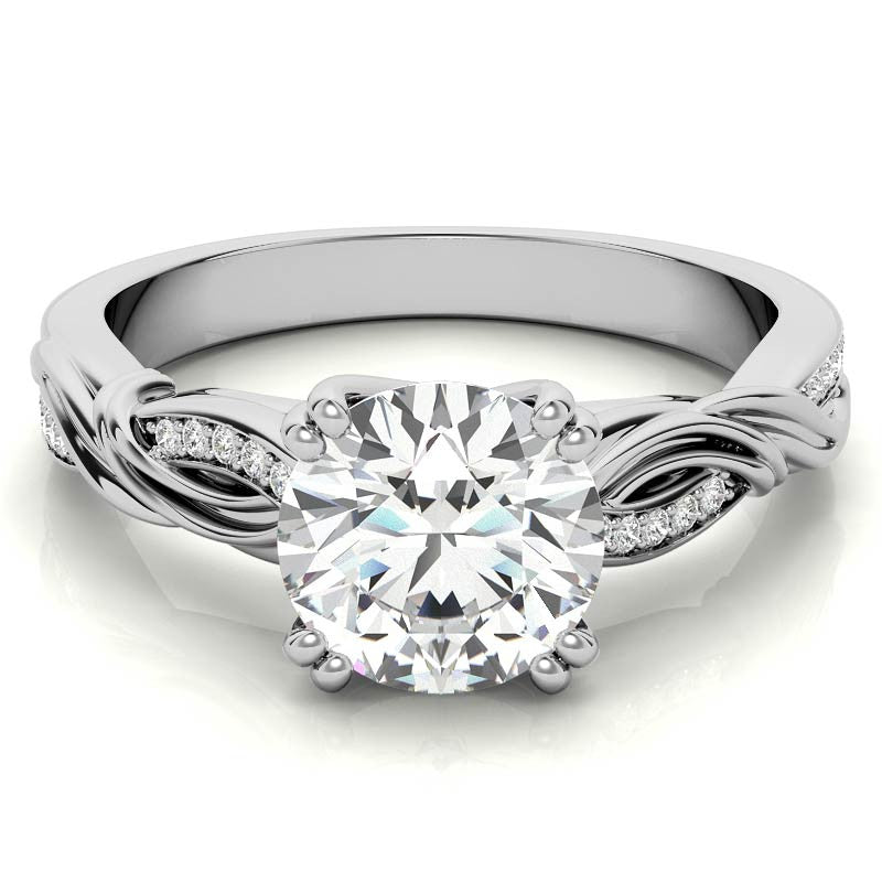 Round Moissanite Infinity Accented Engagement Ring