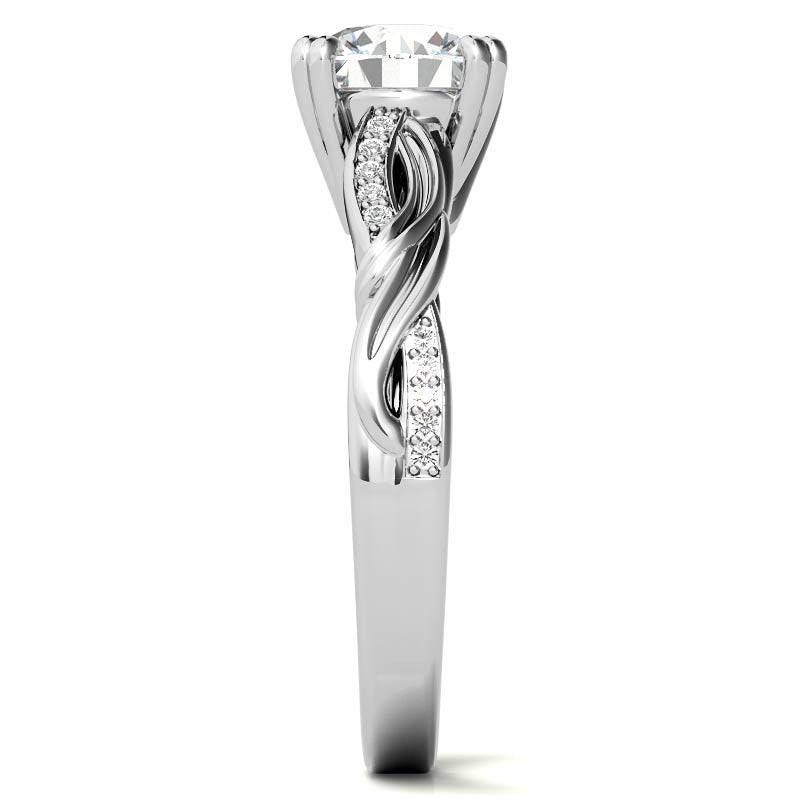 Round Moissanite Infinity Accented Engagement Ring