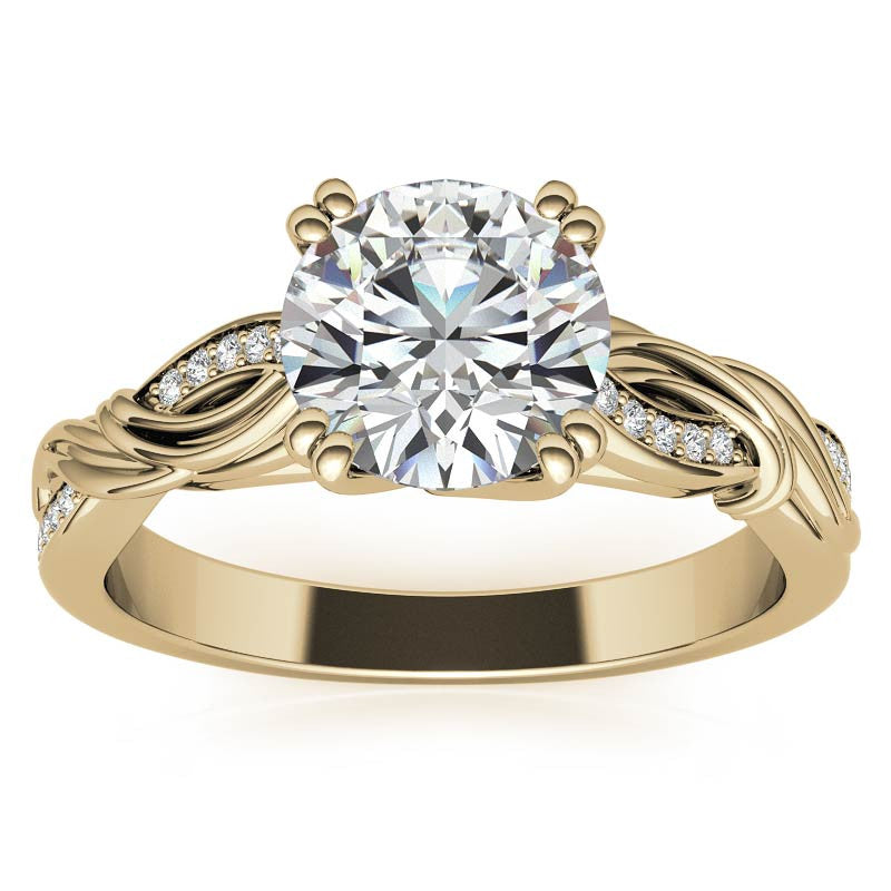 Round Moissanite Infinity Accented Engagement Ring