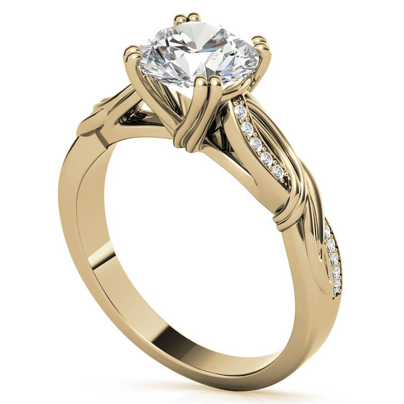 Round Moissanite Infinity Accented Engagement Ring