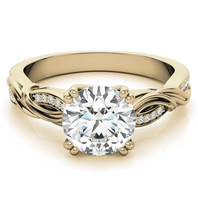 Round Moissanite Infinity Accented Engagement Ring