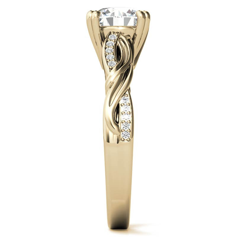 Round Moissanite Infinity Accented Engagement Ring