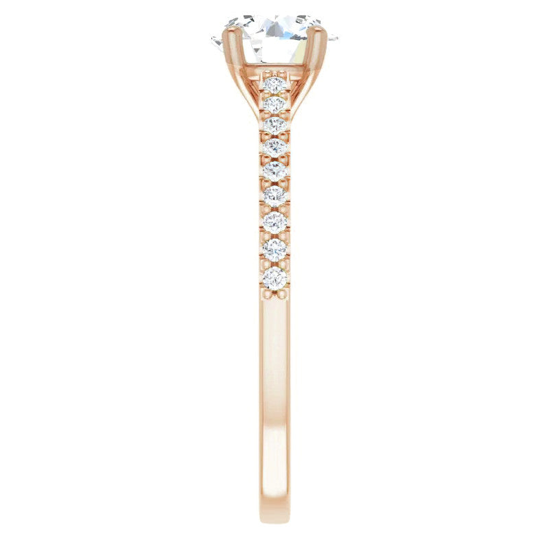Round Cathedral Engagement Ring with Scroll Accents