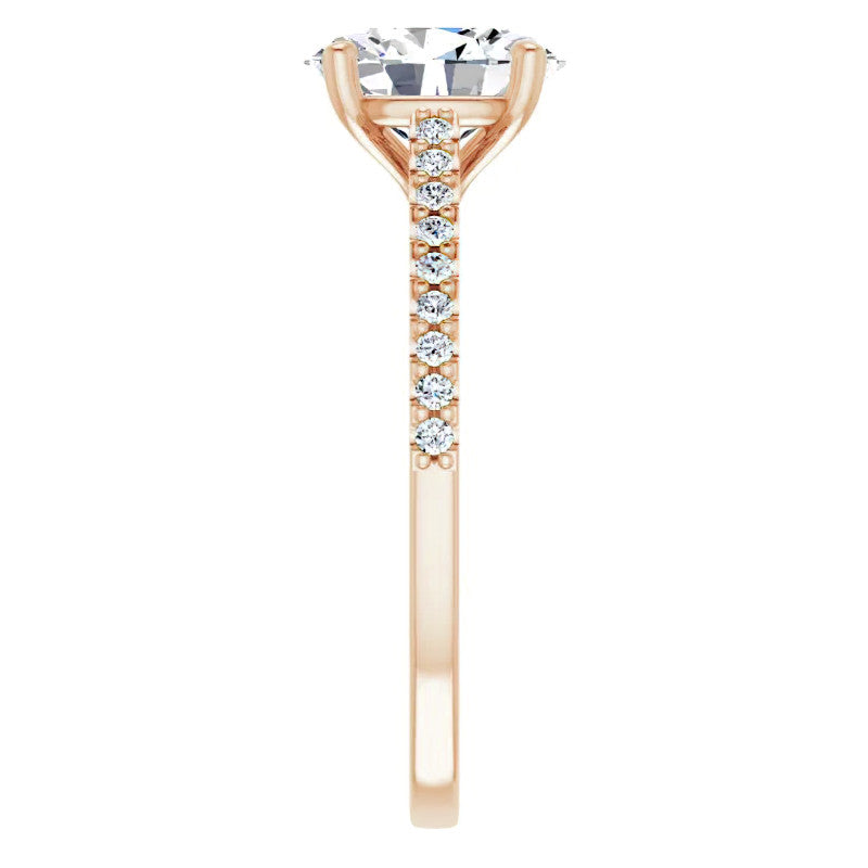 Oval Cathedral Engagement Ring with Scroll Accent