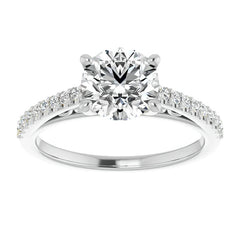 Round Cathedral Engagement Ring with Scroll Accents