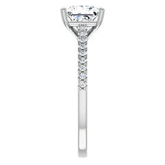 Princess cut Cathedral Engagement Ring with Scroll Accents