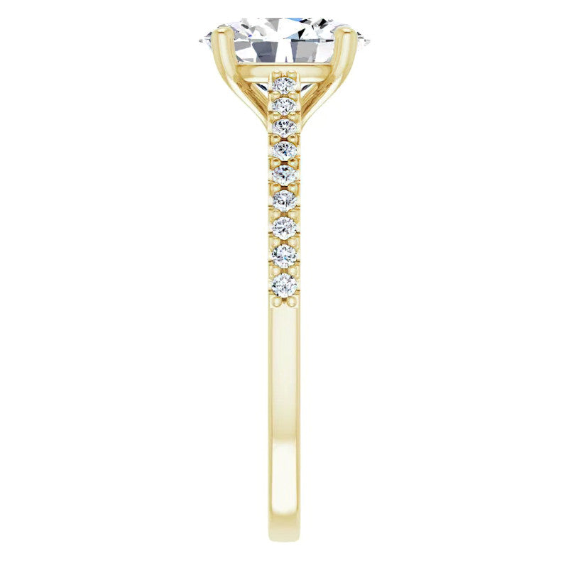 Oval Cathedral Engagement Ring with Scroll Accent