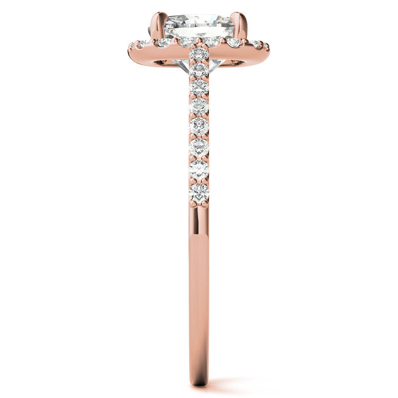 Cushion Petite Halo Moissanite Engagement Ring with Scroll Accent
