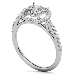 Cushion Petite Halo Moissanite Engagement Ring with Scroll Accent
