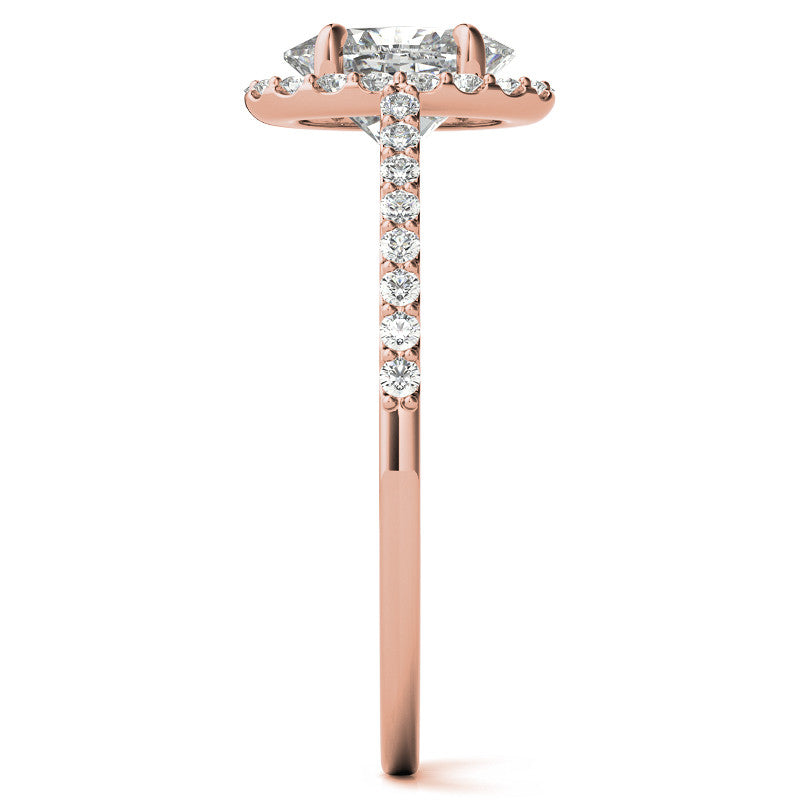 Oval Petite Halo Engagement Ring with Scroll Accent