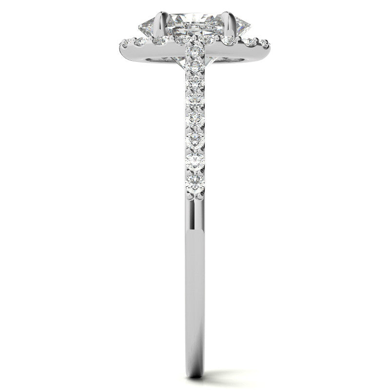 Oval Petite Halo Engagement Ring with Scroll Accent