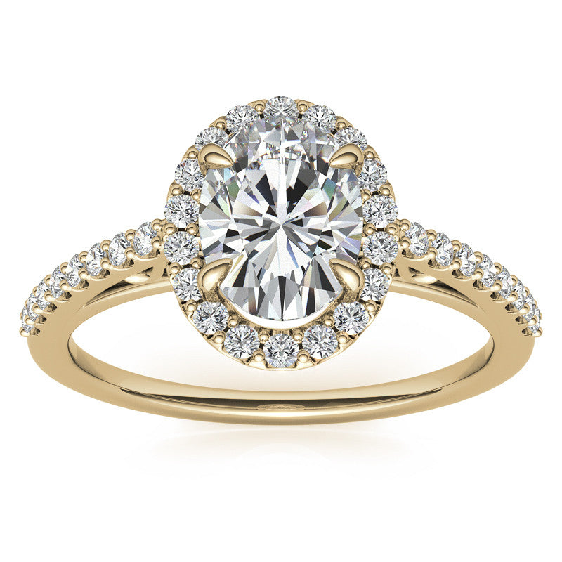 Oval Petite Halo Engagement Ring with Scroll Accent
