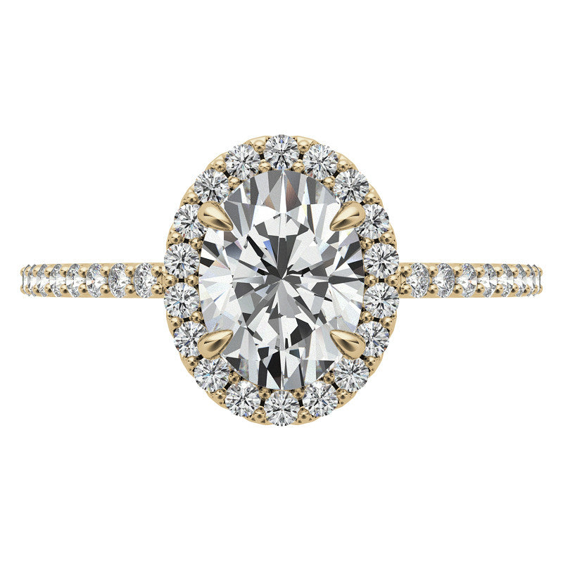 Oval Petite Halo Engagement Ring with Scroll Accent