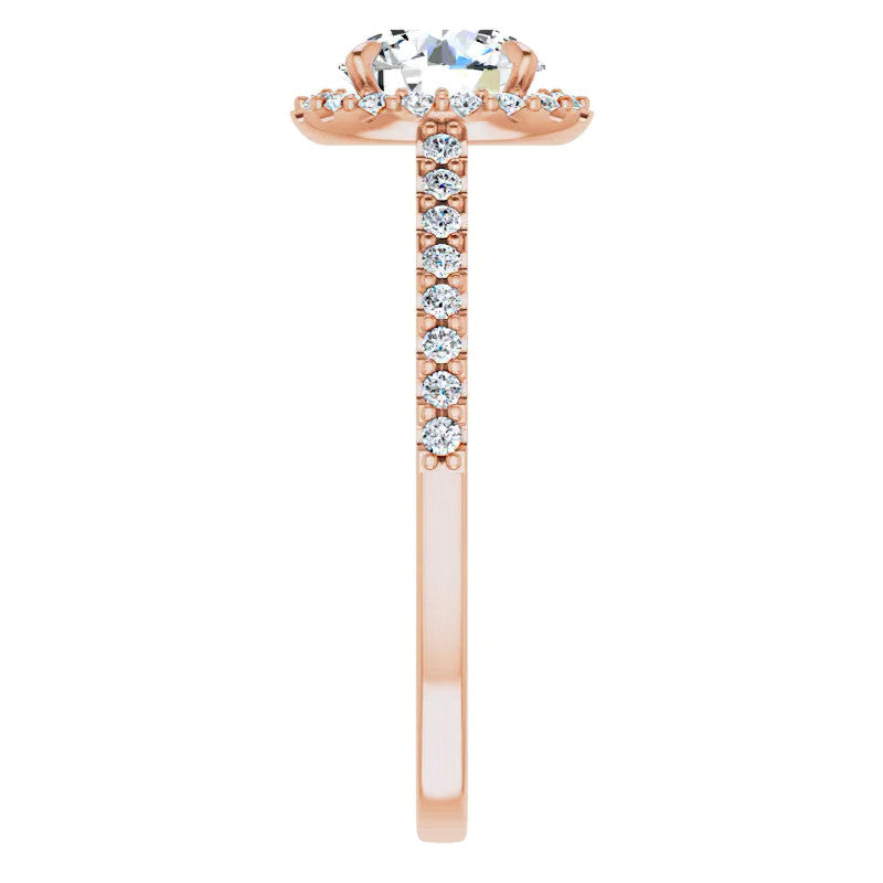Round Petite Halo Engagement Ring with Scroll Accent