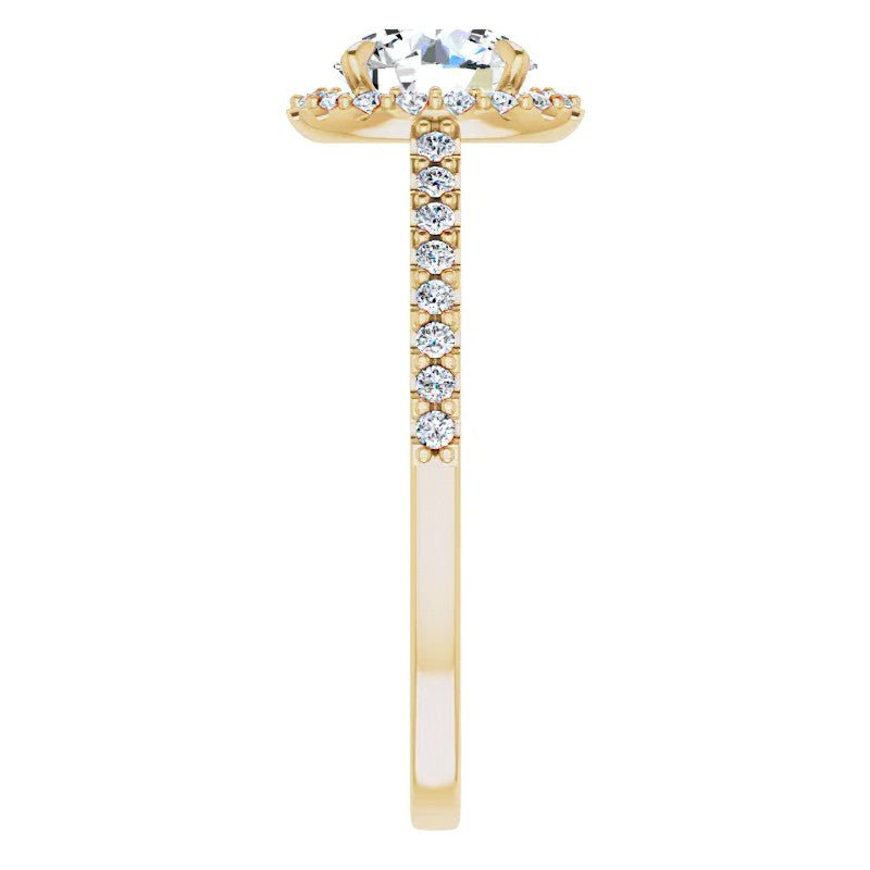 Round Petite Halo Engagement Ring with Scroll Accent