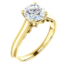 Round Scroll Accented Solitaire Engagement Ring