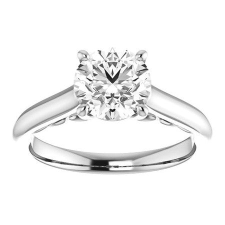 Round Scroll Accented Solitaire Engagement Ring