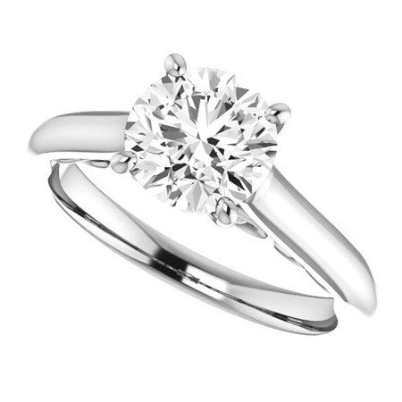Round Scroll Accented Solitaire Engagement Ring