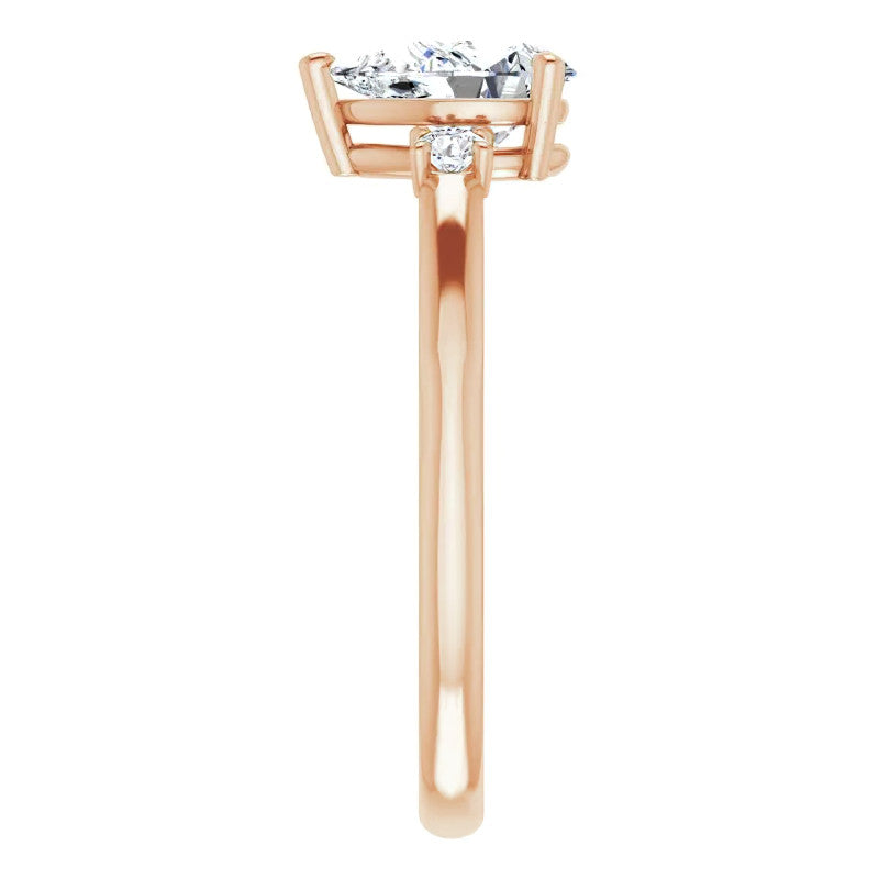 Pear Three-Stone Engagement Ring with Scroll Accent