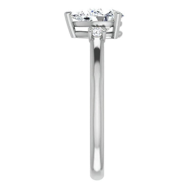 Pear Three-Stone Engagement Ring with Scroll Accent