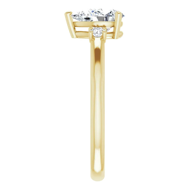 Pear Three-Stone Engagement Ring with Scroll Accent