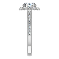 Round Scroll Halo Engagement Ring with Surprise Diamonds