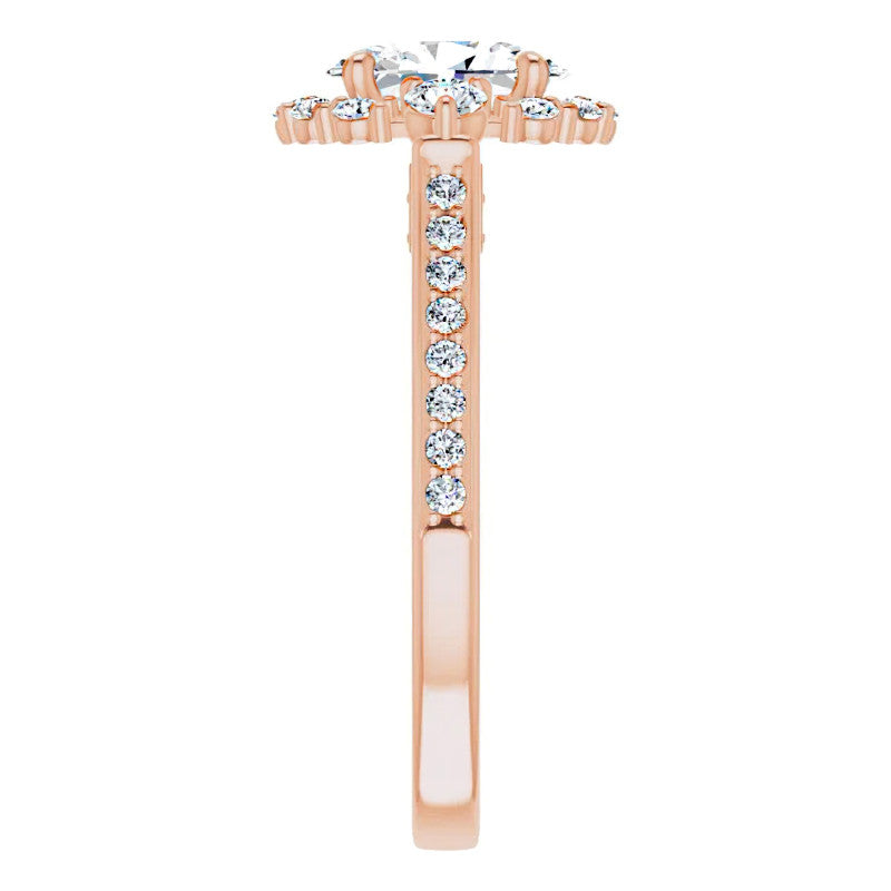 Oval Scroll Halo Engagement Ring with Surprise Diamonds