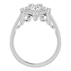 Oval Scroll Halo Engagement Ring with Surprise Diamonds
