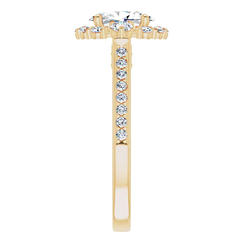 Oval Scroll Halo Engagement Ring with Surprise Diamonds