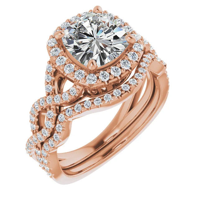 Cushion Infinity Halo Engagement Ring with Scrolls