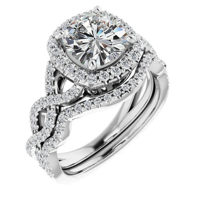 Cushion Infinity Halo Engagement Ring with Scrolls