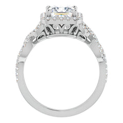 Princess Infinity Halo Engagement Ring with Scrolls