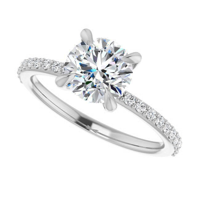 Round Brilliant Moissanite Engagement Ring with Claw Prongs