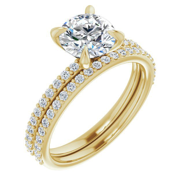 Round Brilliant Moissanite Engagement Ring with Claw Prongs