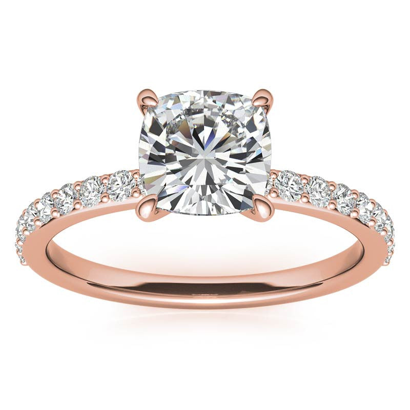1.8mm Cushion Moissanite Engagement Ring with Claw Prongs