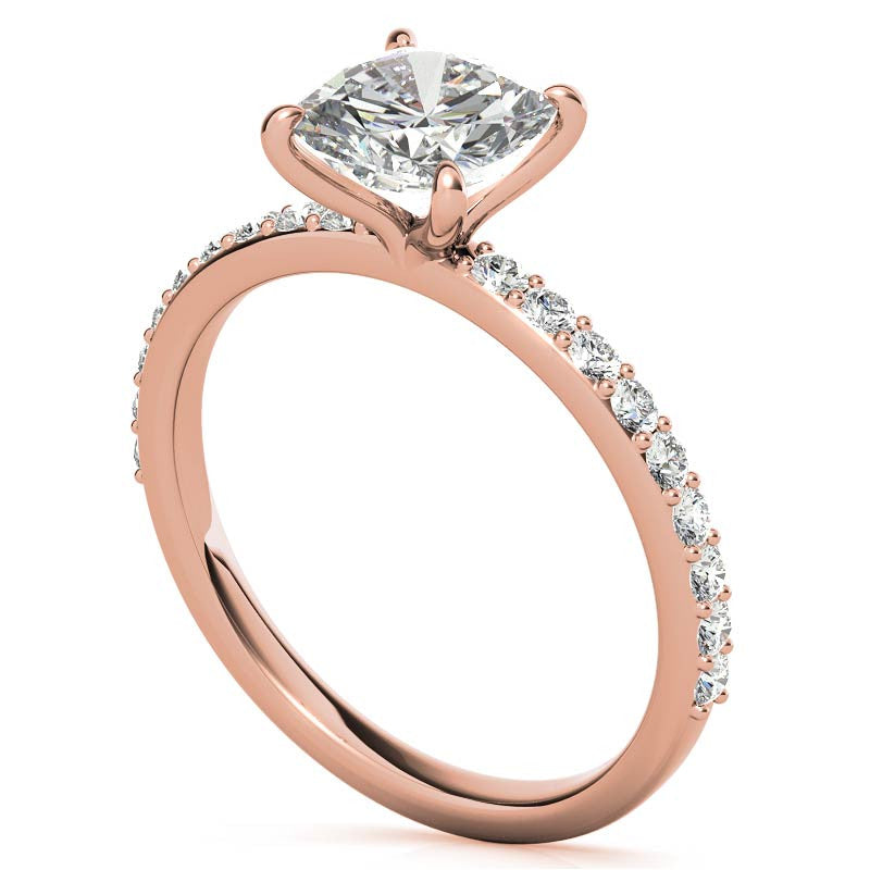 1.8mm Cushion Moissanite Engagement Ring with Claw Prongs