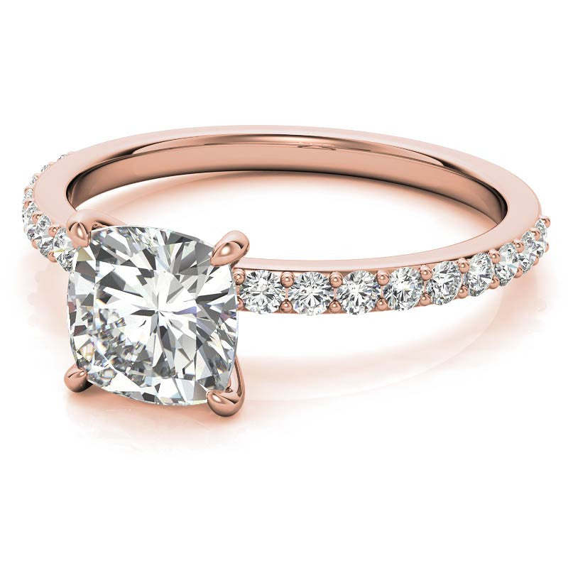 1.8mm Cushion Moissanite Engagement Ring with Claw Prongs