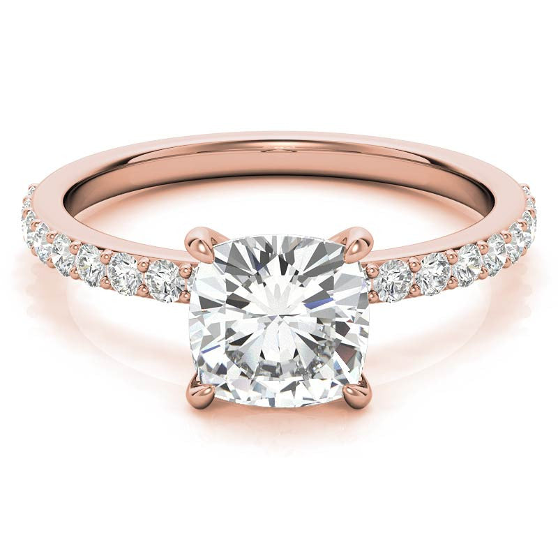 1.8mm Cushion Moissanite Engagement Ring with Claw Prongs