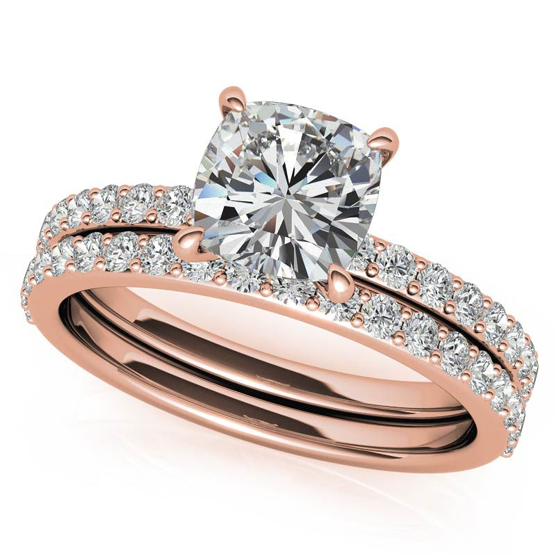 1.8mm Cushion Moissanite Engagement Ring with Claw Prongs
