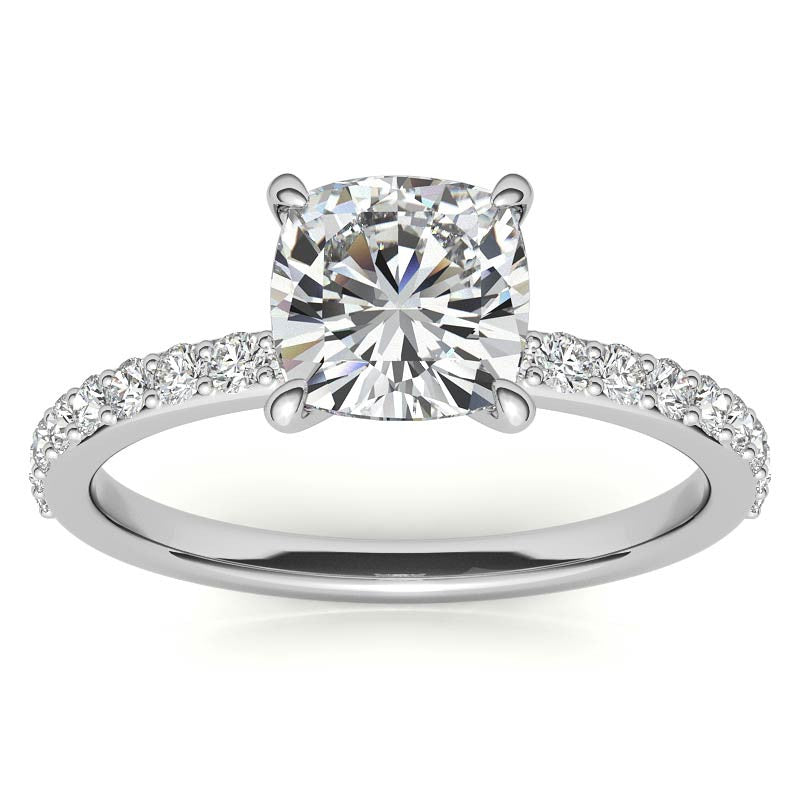 1.8mm Cushion Moissanite Engagement Ring with Claw Prongs