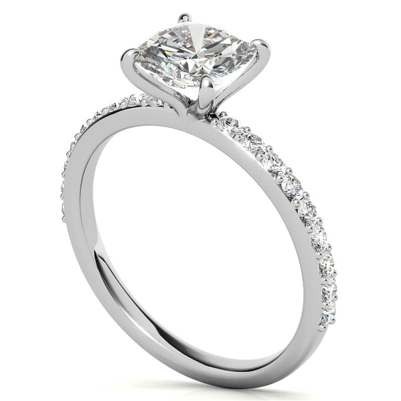 1.8mm Cushion Moissanite Engagement Ring with Claw Prongs