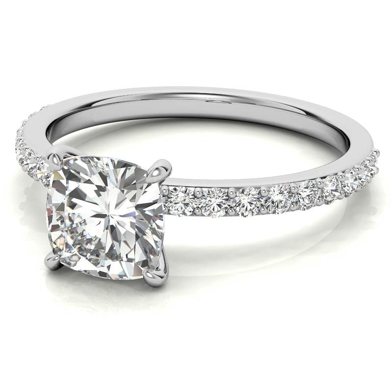 1.8mm Cushion Moissanite Engagement Ring with Claw Prongs