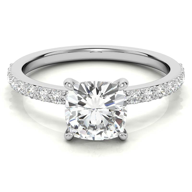 1.8mm Cushion Moissanite Engagement Ring with Claw Prongs