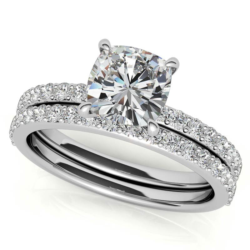 1.8mm Cushion Moissanite Engagement Ring with Claw Prongs