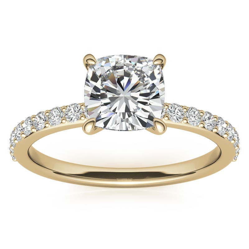 1.8mm Cushion Moissanite Engagement Ring with Claw Prongs
