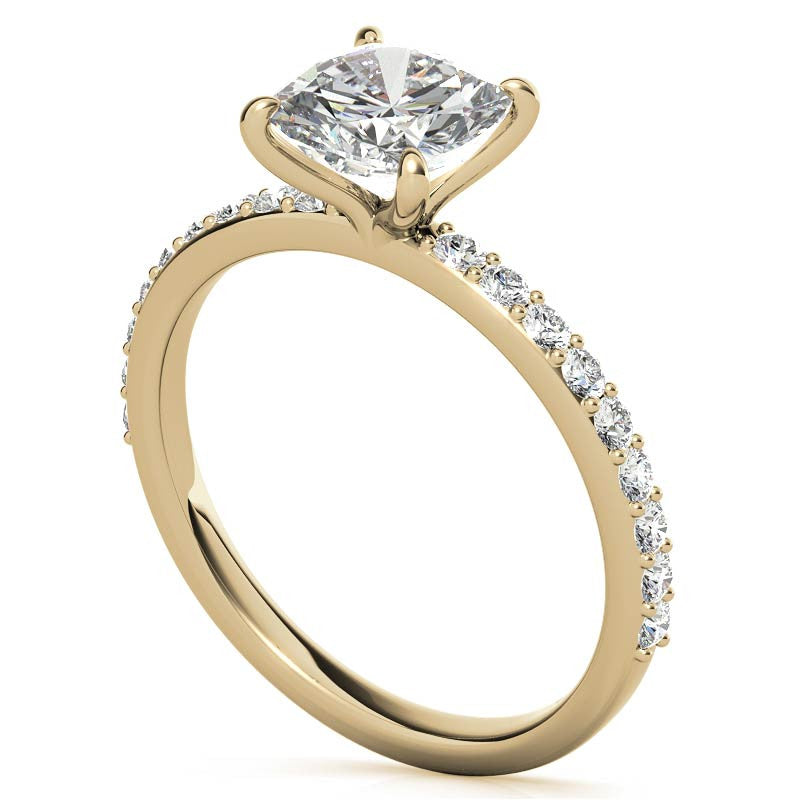 1.8mm Cushion Moissanite Engagement Ring with Claw Prongs