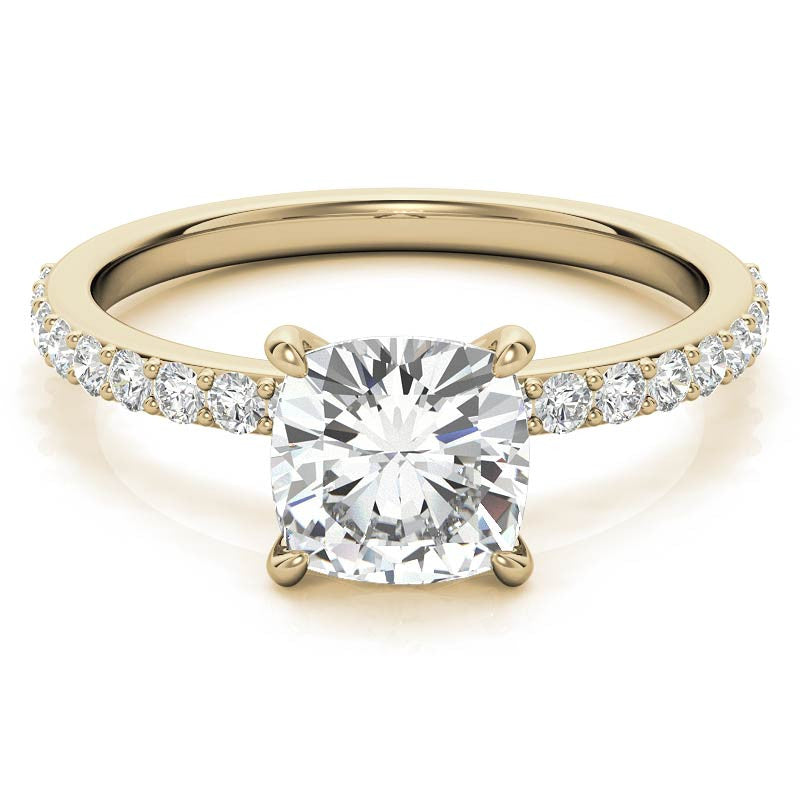 1.8mm Cushion Moissanite Engagement Ring with Claw Prongs