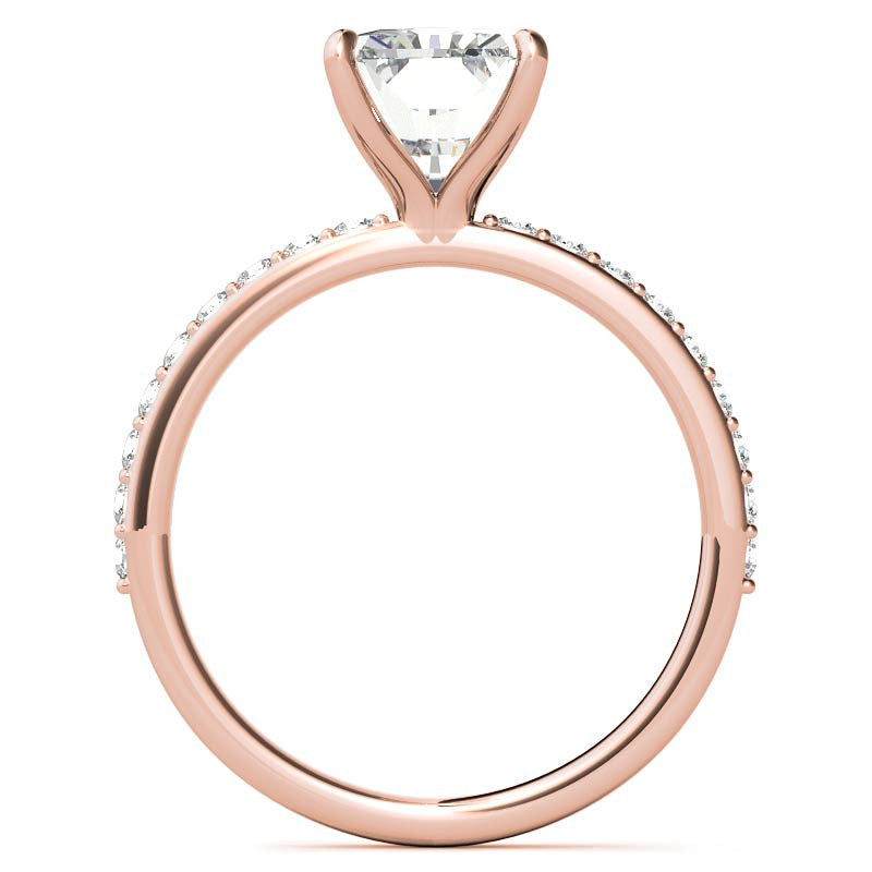 1.8mm Emerald / Radiant Moissanite Engagement Ring with Claw Prong