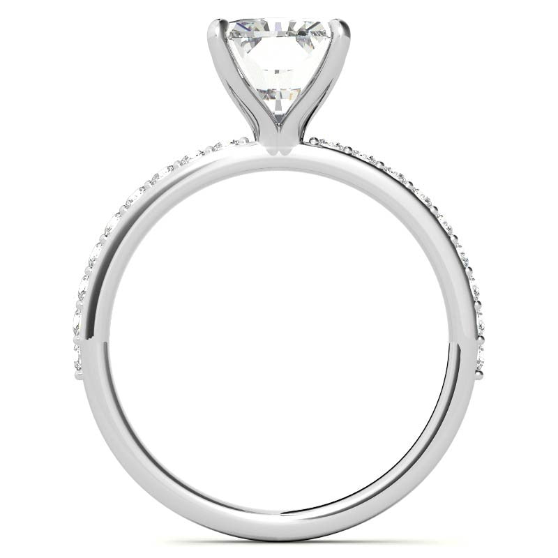 1.8mm Emerald / Radiant Moissanite Engagement Ring with Claw Prong